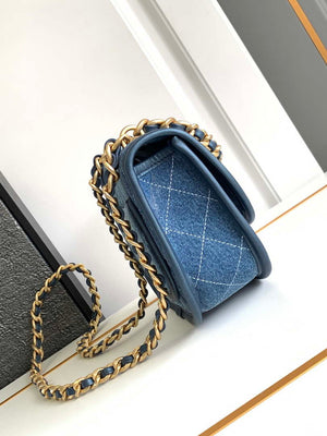 Chanel AS4845 Messenger Bag Denim Blue & Gold-Tone Metal - Default Title - View 2