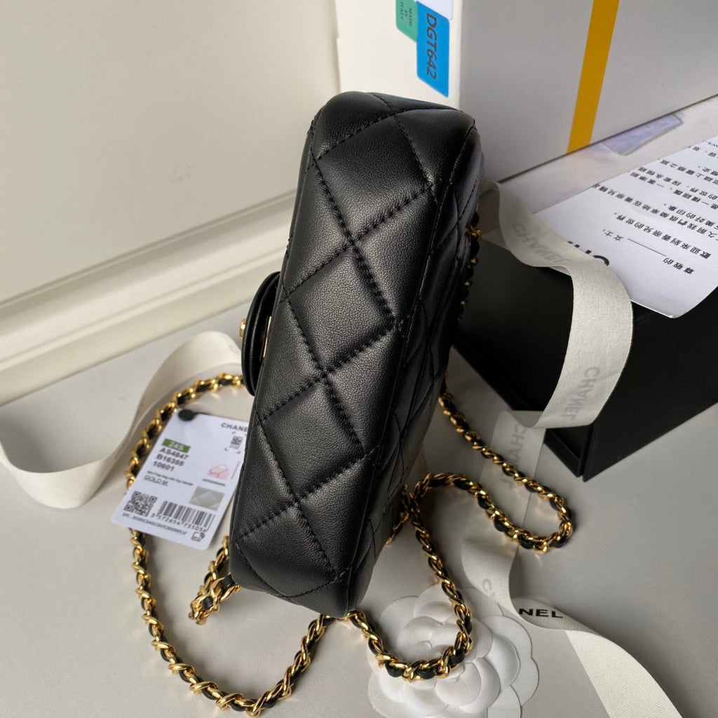 Chanel AS4847 Mini Flap bag With top handle Black