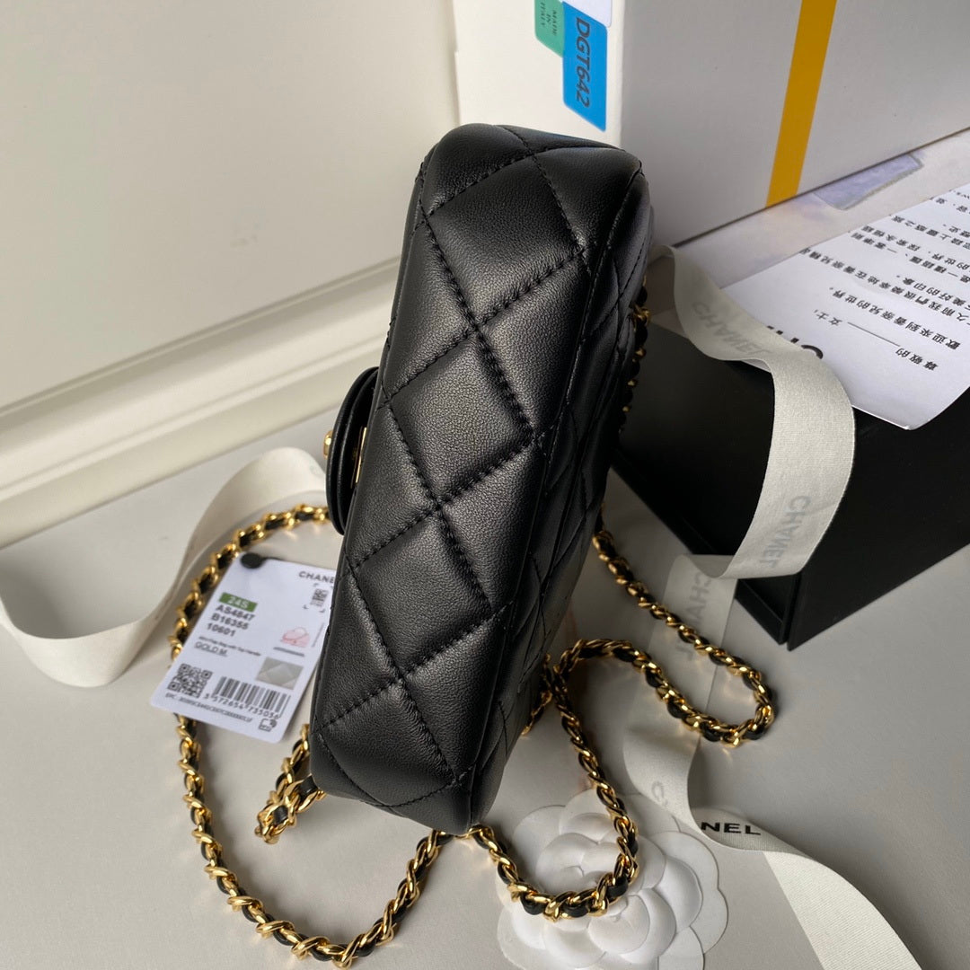 Chanel AS4847 Mini Flap bag With top handle Black