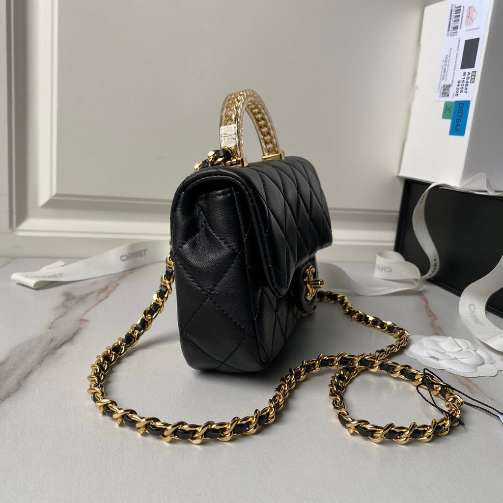 Chanel AS4847 Mini Flap bag With top handle Black