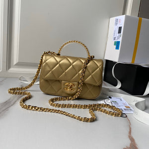 Chanel AS4847 Mini Flap bag With top handle Gold - Default Title - View 1