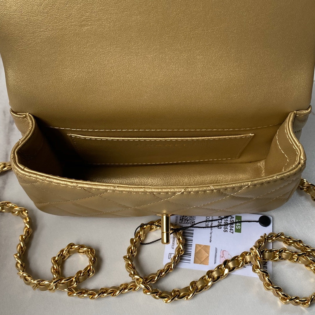 Chanel AS4847 Mini Flap bag With top handle Gold - Default Title - View 7