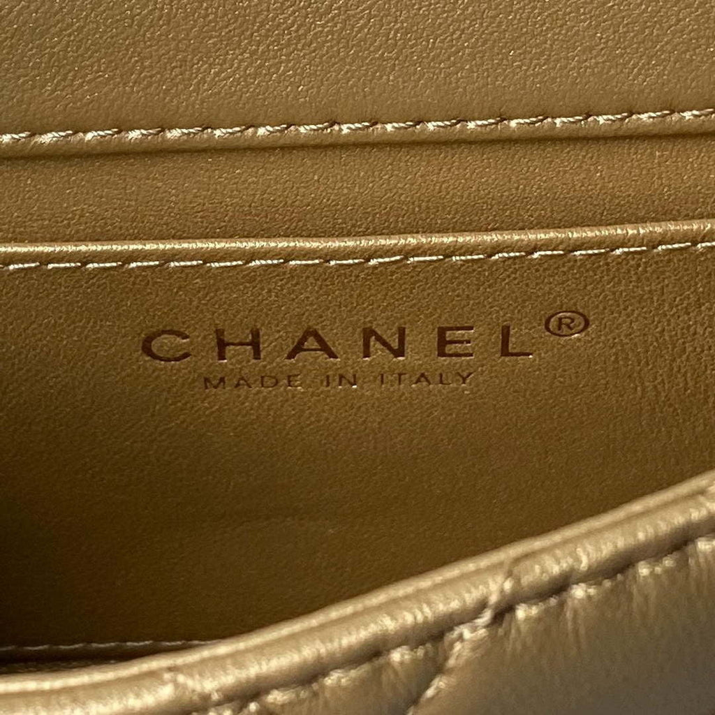 Chanel AS4847 Mini Flap bag With top handle Gold