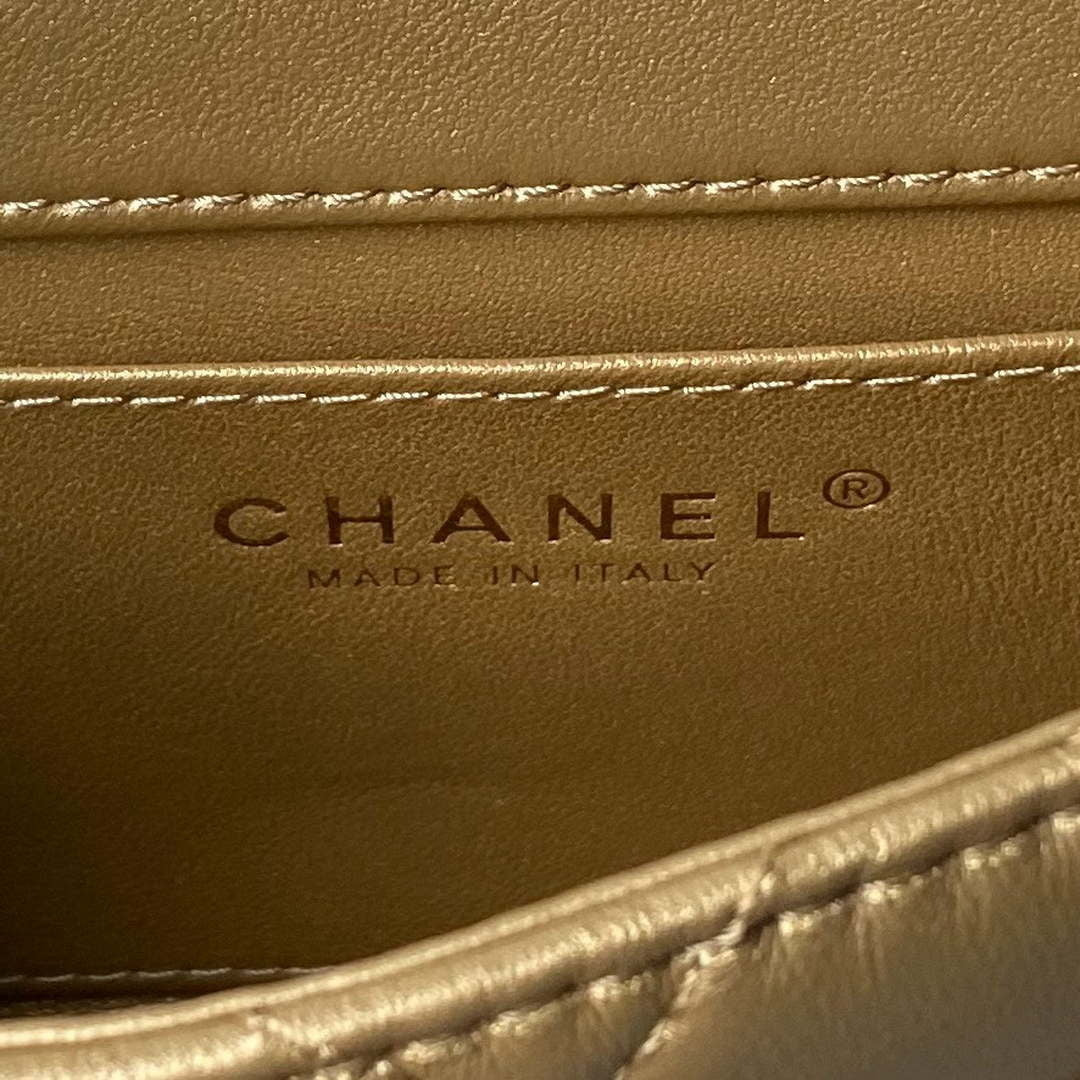 Chanel AS4847 Mini Flap bag With top handle Gold