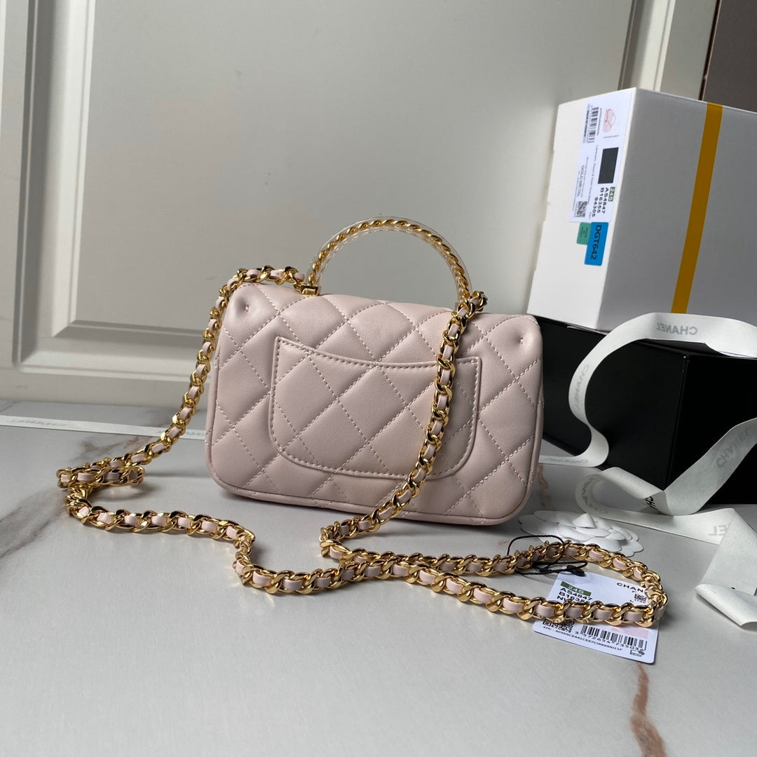 Chanel AS4847 Mini Flap bag With top handle Pink
