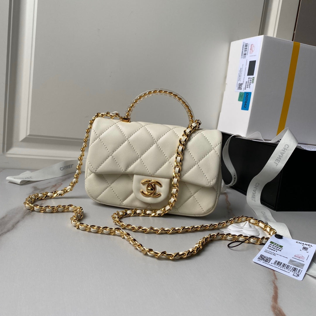 Chanel AS4847 Mini Flap bag With top handle White - Default Title - View 1