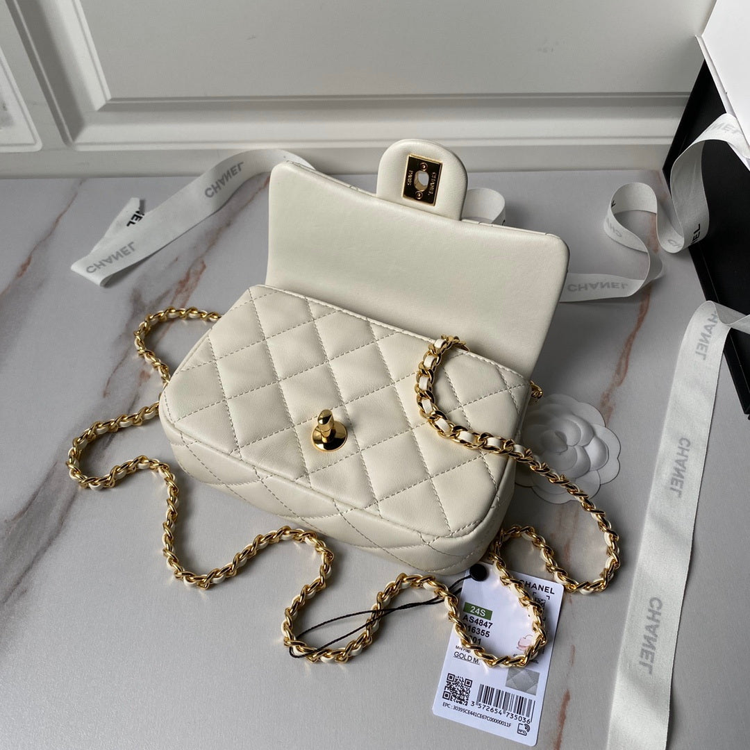 Chanel AS4847 Mini Flap bag With top handle White - Default Title - View 7