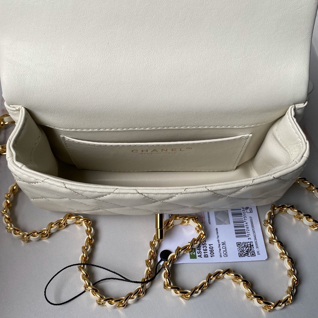 Chanel AS4847 Mini Flap bag With top handle White - Default Title - View 8