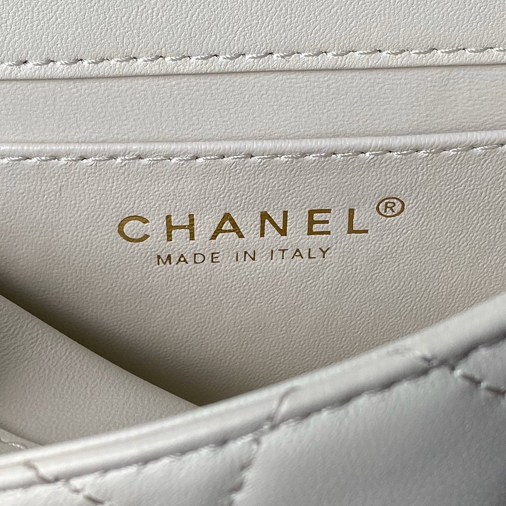 Chanel AS4847 Mini Flap bag With top handle White