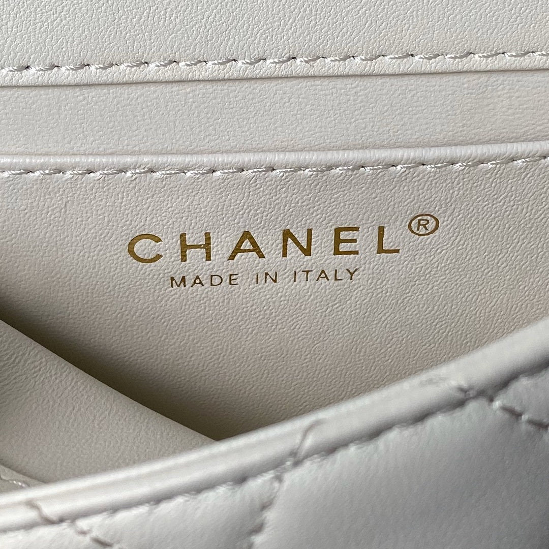 Chanel AS4847 Mini Flap bag With top handle White