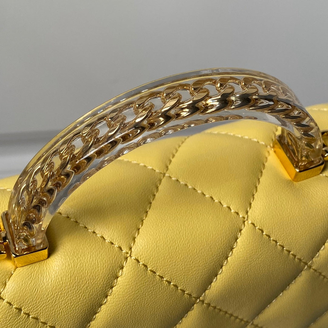 Chanel AS4847 Mini Flap bag With top handle Yellow