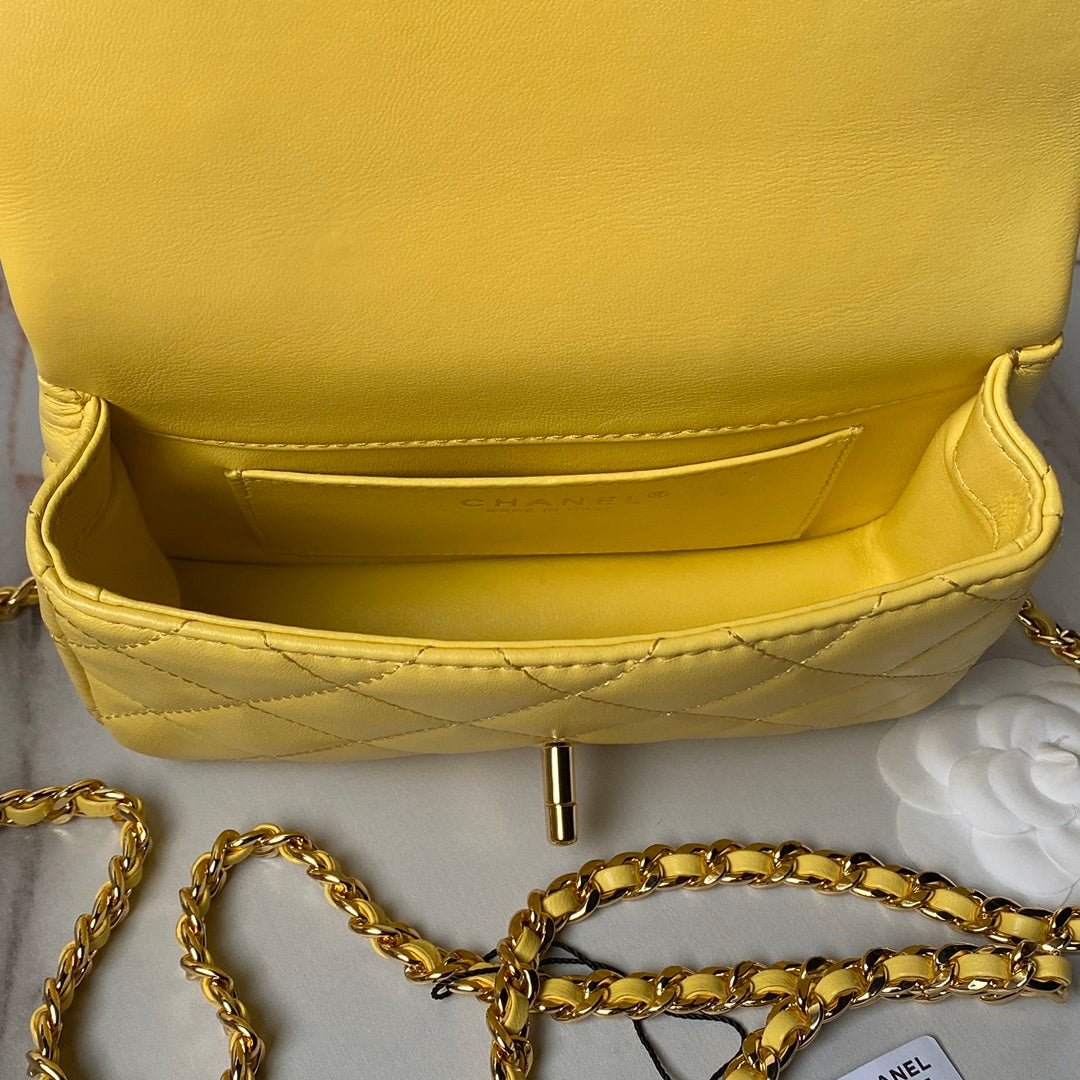 Chanel AS4847 Mini Flap bag With top handle Yellow - Default Title - View 6