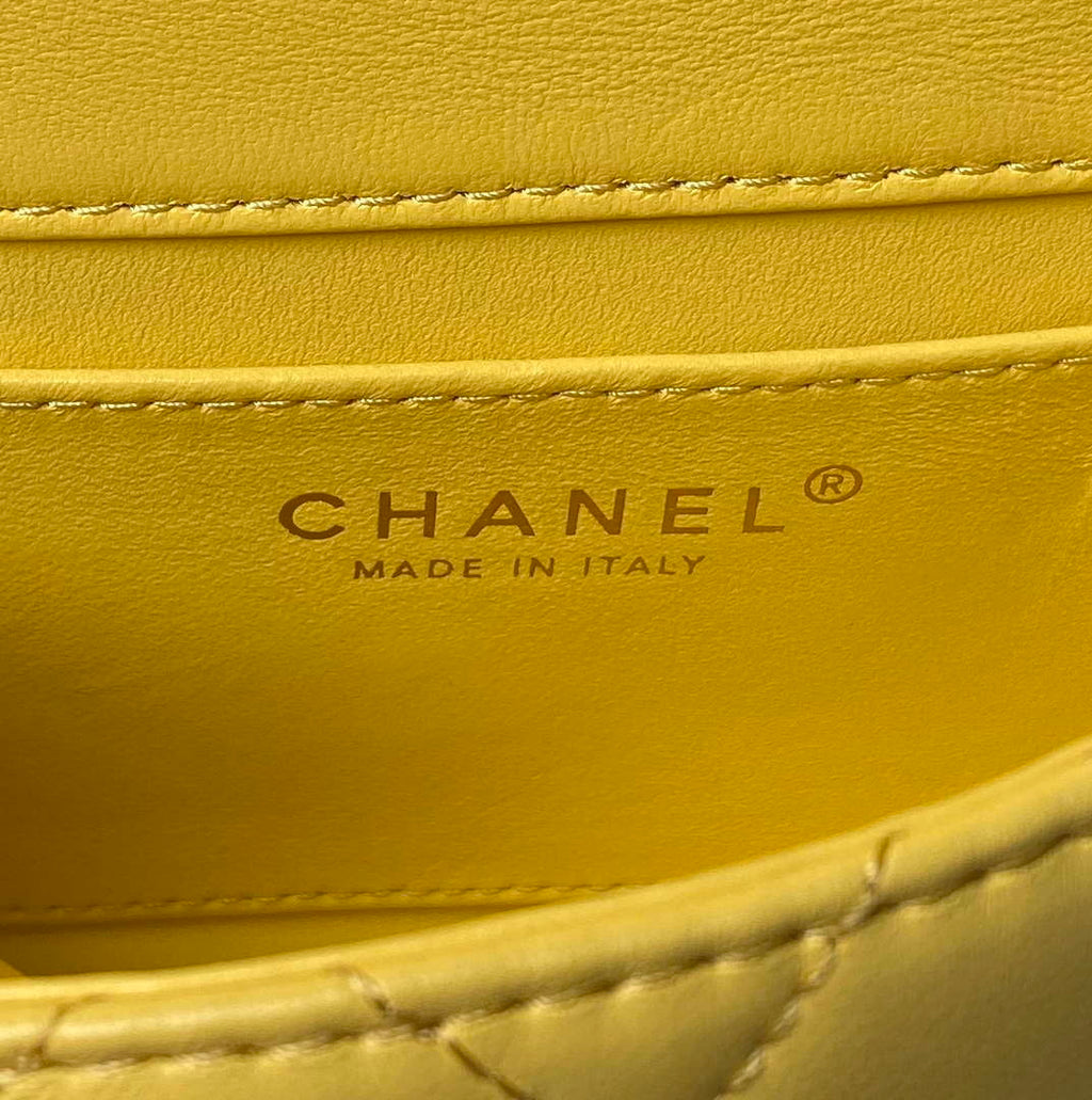 Chanel AS4847 Mini Flap bag With top handle Yellow