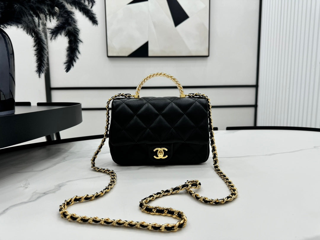 Chanel AS4848 Mini Flap bag With top handle Black - Default Title - View 1