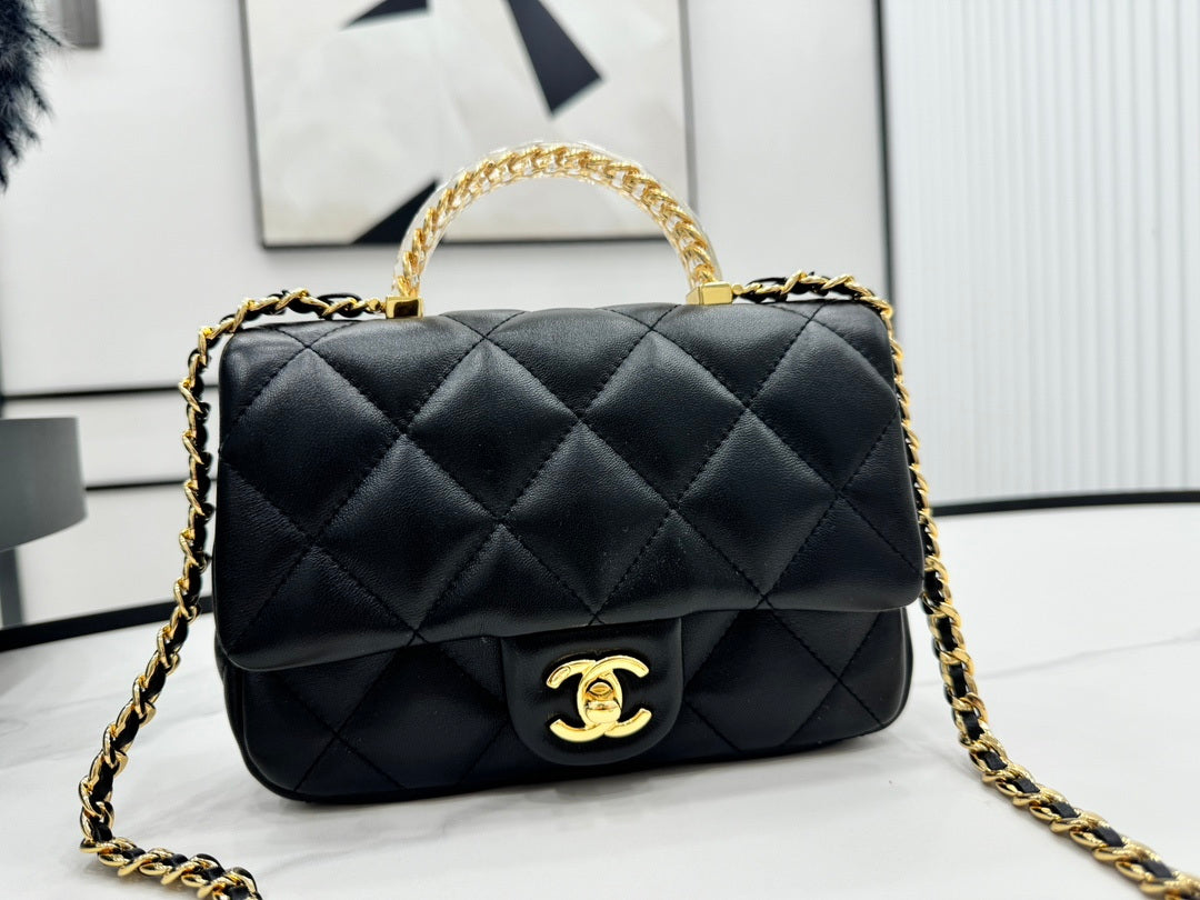 Chanel AS4848 Mini Flap bag With top handle Black