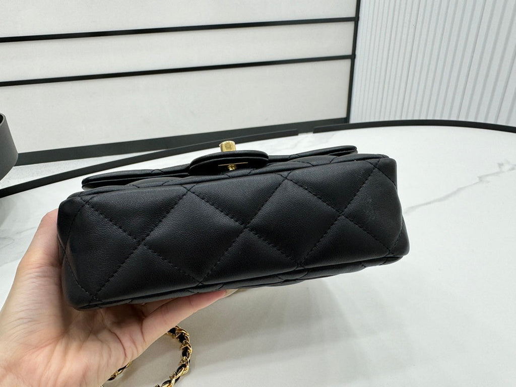 Chanel AS4848 Mini Flap bag With top handle Black