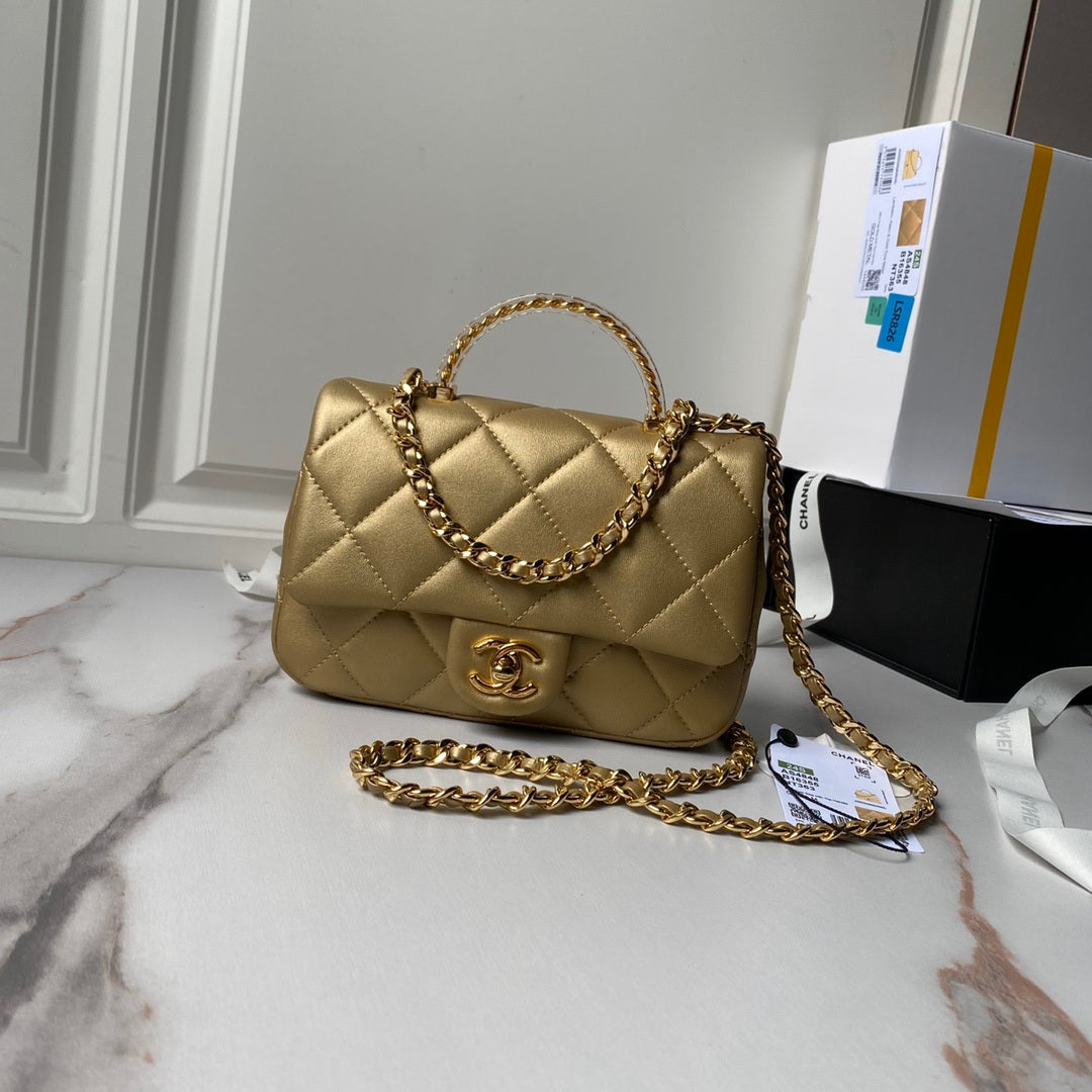 Chanel AS4848 Mini Flap bag With top handle Gold - Default Title - View 1