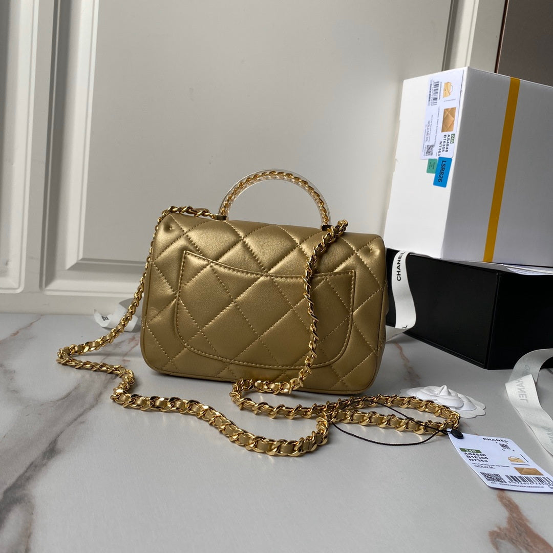 Chanel AS4848 Mini Flap bag With top handle Gold