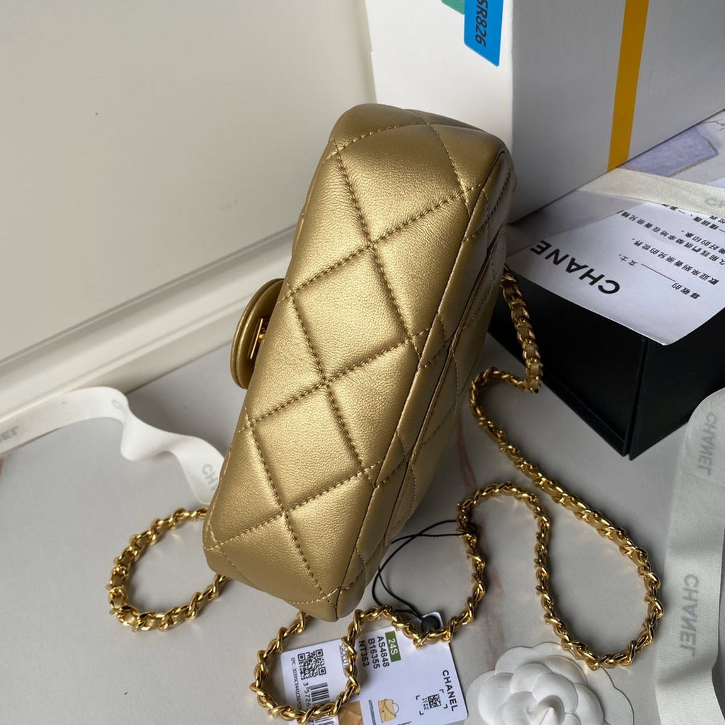 Chanel AS4848 Mini Flap bag With top handle Gold