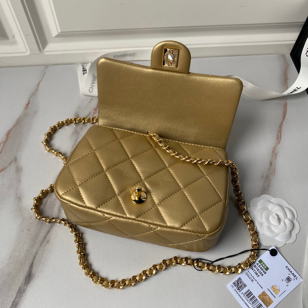Chanel AS4848 Mini Flap bag With top handle Gold - Default Title - View 7