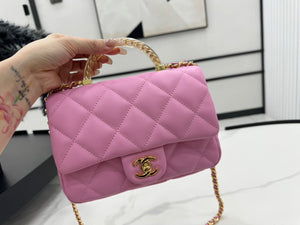 Chanel AS4848 Mini Flap bag With top handle Rose Red - Default Title - View 3