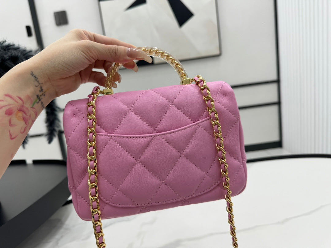 Chanel AS4848 Mini Flap bag With top handle Rose Red - Default Title - View 4