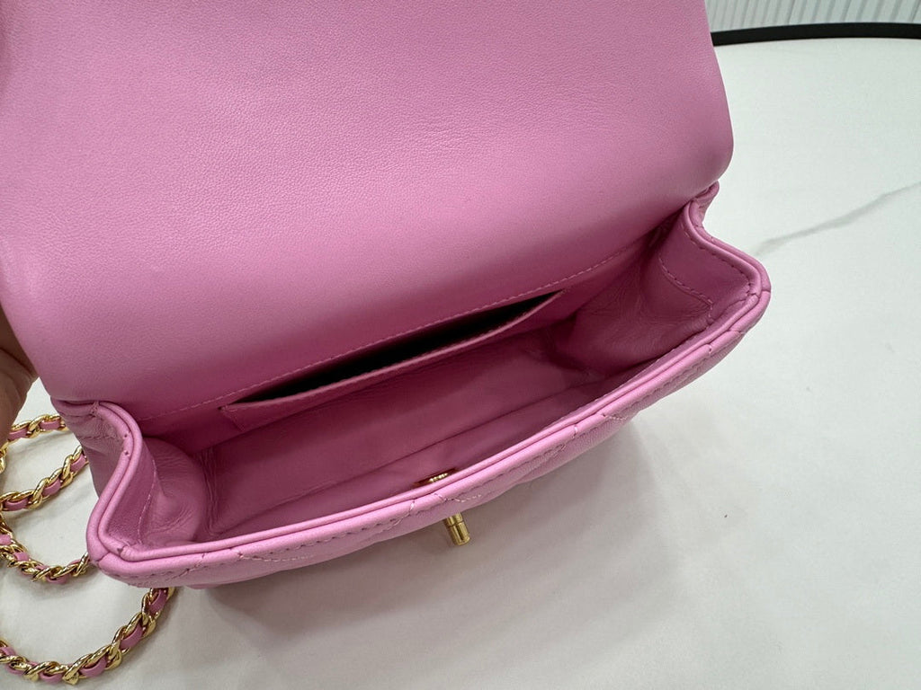 Chanel AS4848 Mini Flap bag With top handle Rose Red