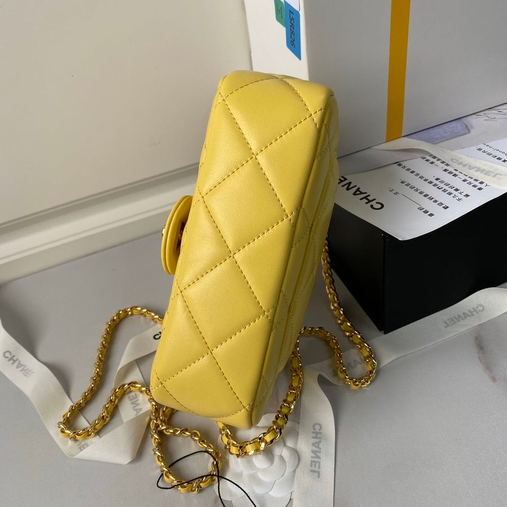 Chanel AS4848 Mini Flap bag With top handle Yellow