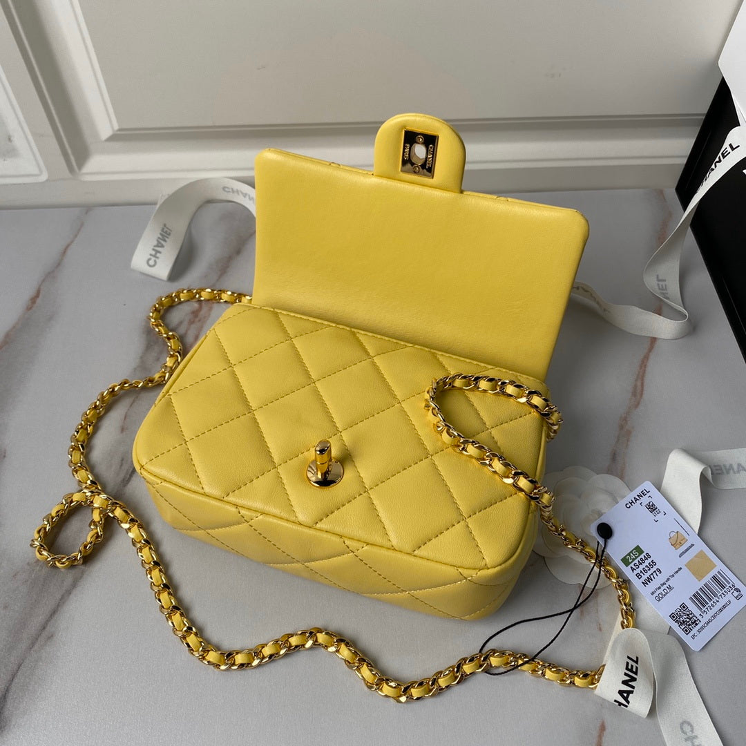 Chanel AS4848 Mini Flap bag With top handle Yellow - Default Title - View 7