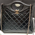 Chanel AS4853 Shopping Bag Shiny Lambskin & Gold-Tone Metal Black - Default Title - View 1