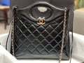 Chanel AS4853 Shopping Bag Shiny Lambskin & Gold-Tone Metal Black