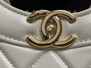 Chanel AS4853 Shopping Bag Shiny Lambskin & Gold-Tone Metal White - Default Title - View 6
