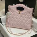 Chanel AS4853 Shopping Bag Shiny Lambskin & Gold-Tone Metal Light Pink - Default Title - View 1