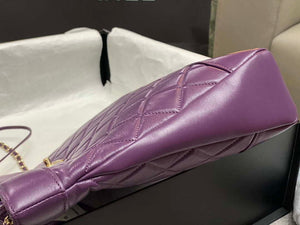 Chanel AS4853 Shopping Bag Shiny Lambskin & Gold-Tone Metal Purple - Default Title - View 4