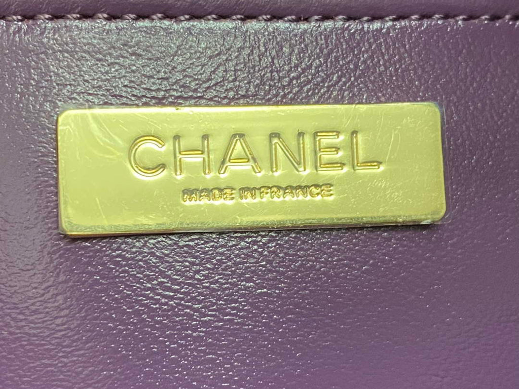 Chanel AS4853 Shopping Bag Shiny Lambskin & Gold-Tone Metal Purple