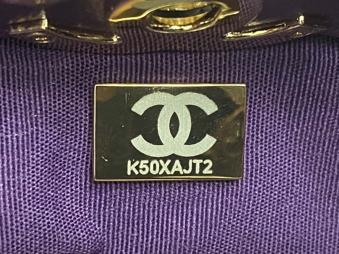 Chanel AS4853 Shopping Bag Shiny Lambskin & Gold-Tone Metal Purple