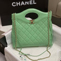Chanel AS4853 Shopping Bag Shiny Lambskin & Gold-Tone Metal Green - Default Title - View 1
