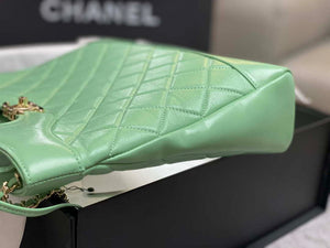 Chanel AS4853 Shopping Bag Shiny Lambskin & Gold-Tone Metal Green - Default Title - View 5
