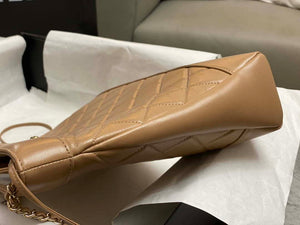 Chanel AS4853 Shopping Bag Shiny Lambskin & Gold-Tone Metal Brown - Default Title - View 4