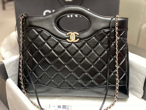 Chanel AS4854 Shopping Bag Shiny Lambskin & Gold-Tone Metal Black - Default Title - View 2