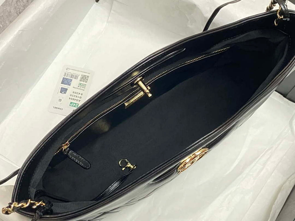Chanel AS4854 Shopping Bag Shiny Lambskin & Gold-Tone Metal Black