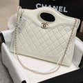 Chanel AS4854 Shopping Bag Shiny Lambskin & Gold-Tone Metal White - Default Title - View 1