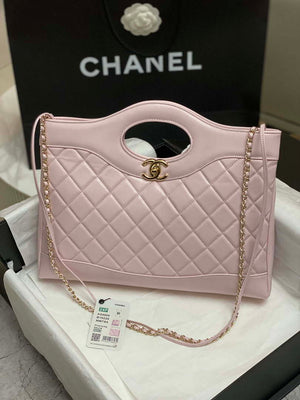 Chanel AS4854 Shopping Bag Shiny Lambskin & Gold-Tone Metal Ligth Pink - Default Title - View 1