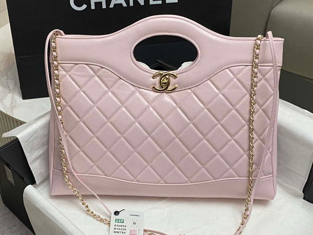 Chanel AS4854 Shopping Bag Shiny Lambskin & Gold-Tone Metal Ligth Pink