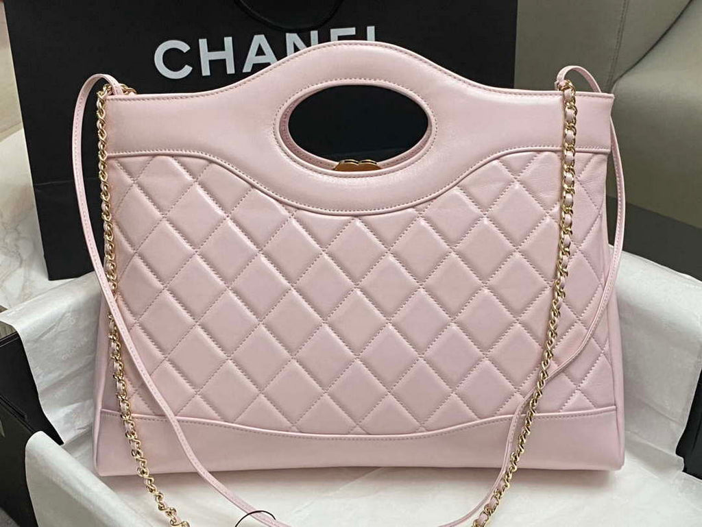 Chanel AS4854 Shopping Bag Shiny Lambskin & Gold-Tone Metal Ligth Pink
