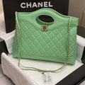 Chanel AS4854 Shopping Bag Shiny Lambskin & Gold-Tone Metal Green - Default Title - View 1