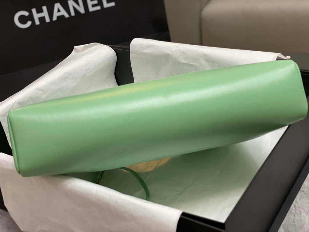 Chanel AS4854 Shopping Bag Shiny Lambskin & Gold-Tone Metal Green