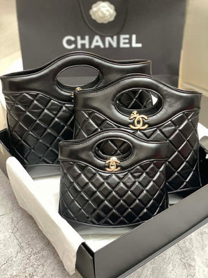 Chanel AP3656 Small Shopping Bag Shiny Lambskin & Gold-Tone Metal Black - Default Title - View 10