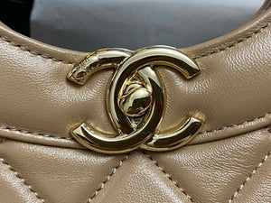 Chanel AS4854 Shopping Bag Shiny Lambskin & Gold-Tone Metal Brown - Default Title - View 6