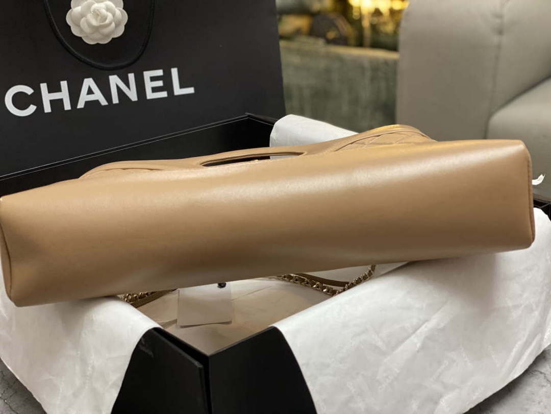 Chanel AS4854 Shopping Bag Shiny Lambskin & Gold-Tone Metal Brown - Default Title - View 10